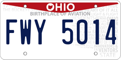 OH license plate FWY5014