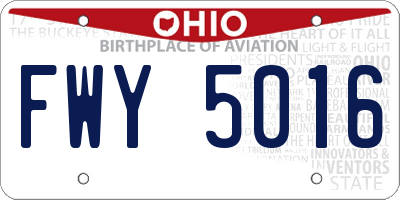 OH license plate FWY5016