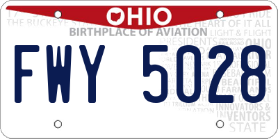 OH license plate FWY5028