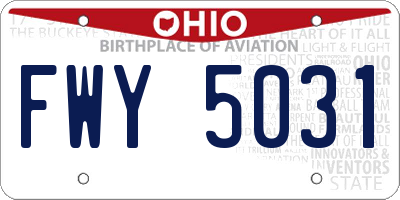 OH license plate FWY5031