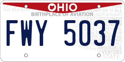 OH license plate FWY5037