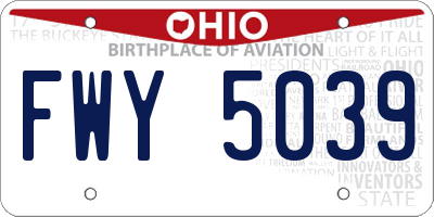 OH license plate FWY5039