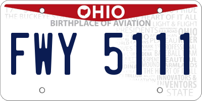 OH license plate FWY5111