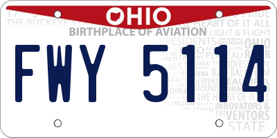 OH license plate FWY5114