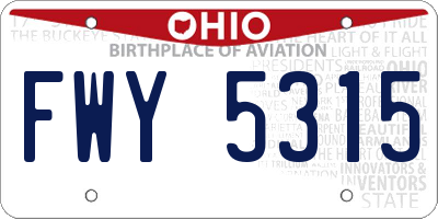 OH license plate FWY5315