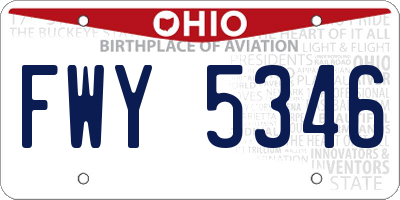 OH license plate FWY5346