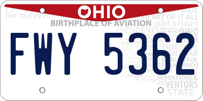 OH license plate FWY5362