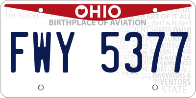 OH license plate FWY5377