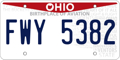 OH license plate FWY5382