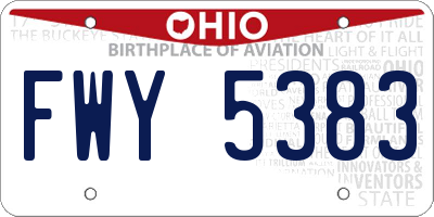 OH license plate FWY5383