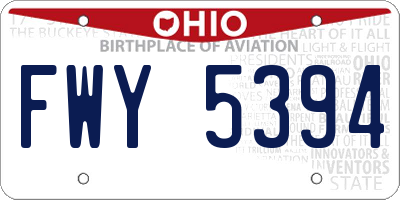 OH license plate FWY5394