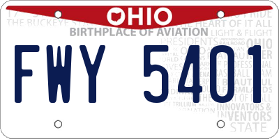 OH license plate FWY5401