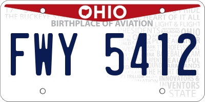 OH license plate FWY5412