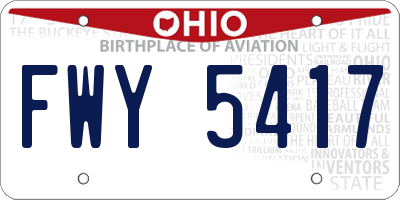 OH license plate FWY5417