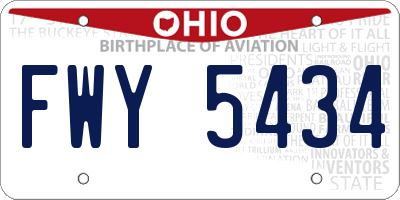 OH license plate FWY5434