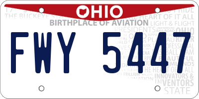 OH license plate FWY5447