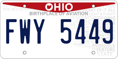 OH license plate FWY5449
