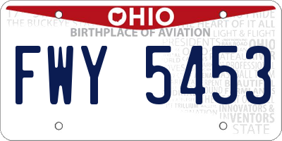 OH license plate FWY5453