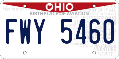 OH license plate FWY5460