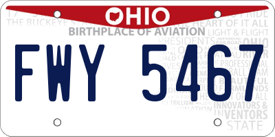 OH license plate FWY5467