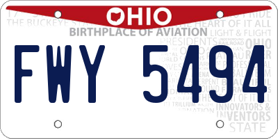 OH license plate FWY5494