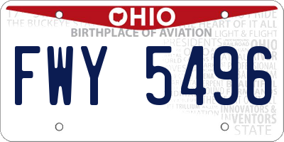 OH license plate FWY5496