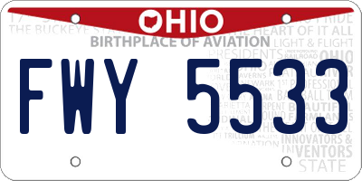 OH license plate FWY5533