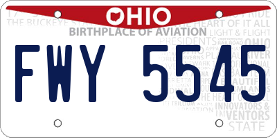 OH license plate FWY5545