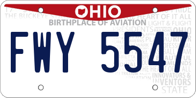 OH license plate FWY5547