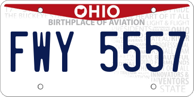 OH license plate FWY5557
