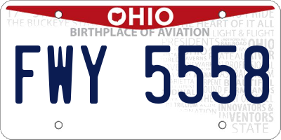OH license plate FWY5558