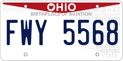 OH license plate FWY5568