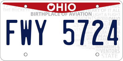 OH license plate FWY5724