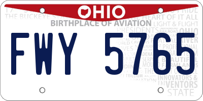 OH license plate FWY5765