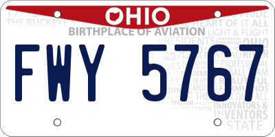 OH license plate FWY5767