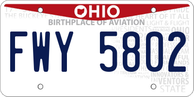 OH license plate FWY5802