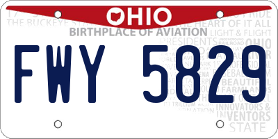 OH license plate FWY5829