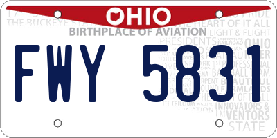 OH license plate FWY5831