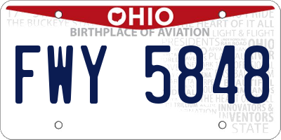 OH license plate FWY5848