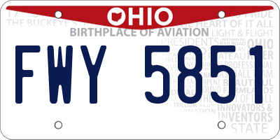 OH license plate FWY5851