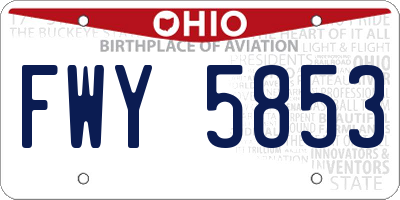 OH license plate FWY5853
