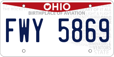 OH license plate FWY5869