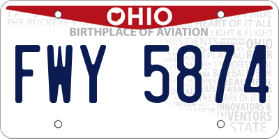 OH license plate FWY5874