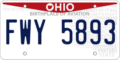 OH license plate FWY5893