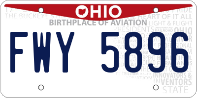 OH license plate FWY5896