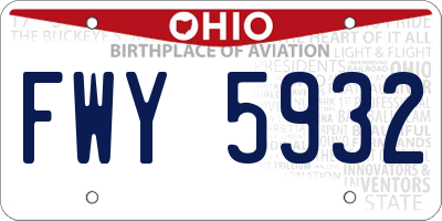 OH license plate FWY5932