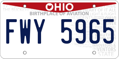 OH license plate FWY5965