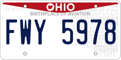 OH license plate FWY5978