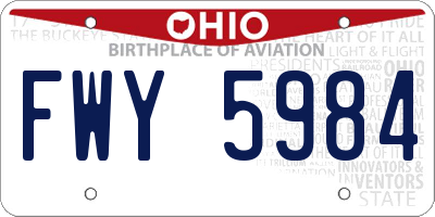 OH license plate FWY5984