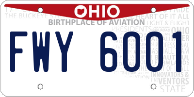 OH license plate FWY6001